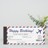 Surprise Birthday boarding Pass Plane Cadeet Ticke Kaart (Staand voorkant)