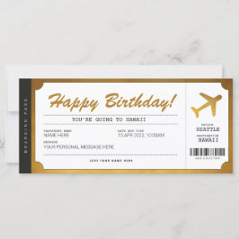 Surprise Birthday boarding Pass Plane Gold Ticket
