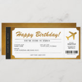 Surprise Birthday boarding Pass Plane Gold Ticket Kaart (Voorkant / Achterkant)