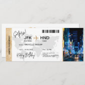 Surprise Birthday Boarding Pass Tokio Trip Ticket Kaart (Voorkant / Achterkant)