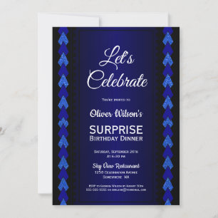 Surprise Birthday Dinner Black en Blue Party Kaart