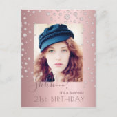 Surprise Birthday dusty roos roze fotouitnodiging Briefkaart (Voorkant)