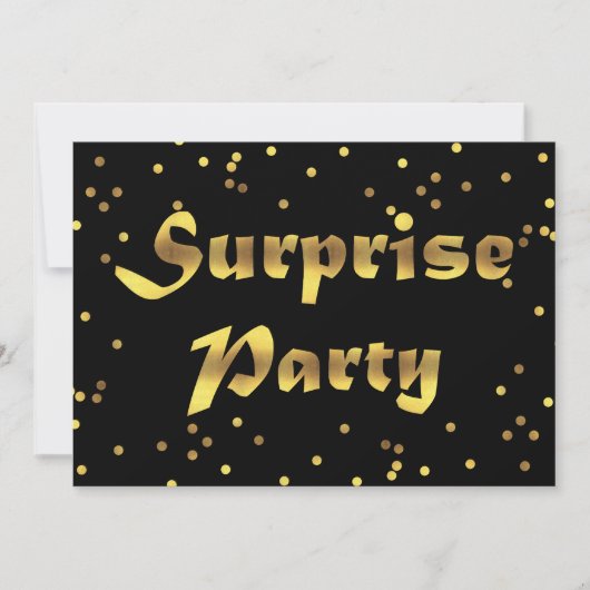 Surprise Birthday Faux Gold Foil Confetti Black Kaart (Voorkant)