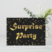 Surprise Birthday Faux Gold Foil Confetti Black Kaart (Staand voorkant)