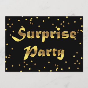 Surprise Birthday Faux Gold Foil Confetti Black Kaart