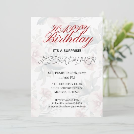 Surprise Birthday Invitation Kaart (Staand voorkant)