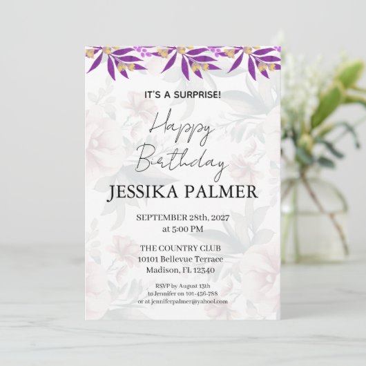 Surprise Birthday Invitation Kaart (Staand voorkant)