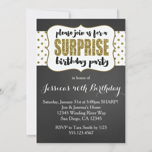 Surprise Birthday Invitation Kaart (Voorkant)