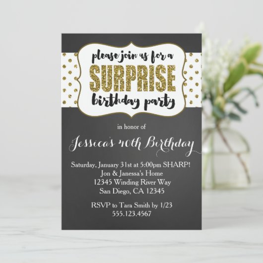 Surprise Birthday Invitation Kaart (Staand voorkant)