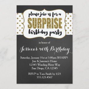 Surprise Birthday Invitation Kaart