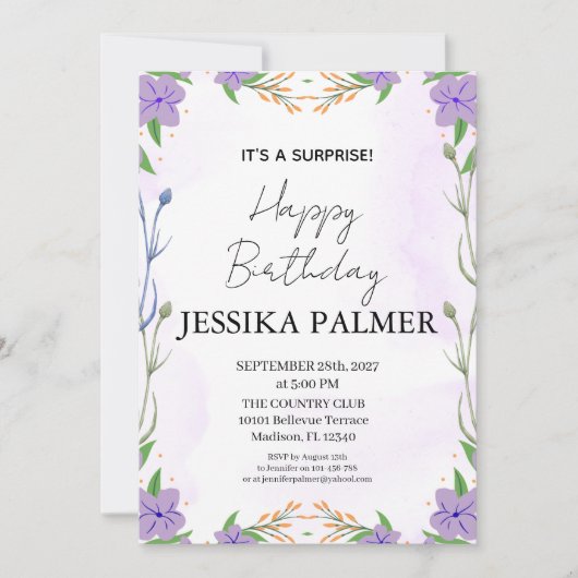 Surprise Birthday Invitation Kaart (Voorkant)