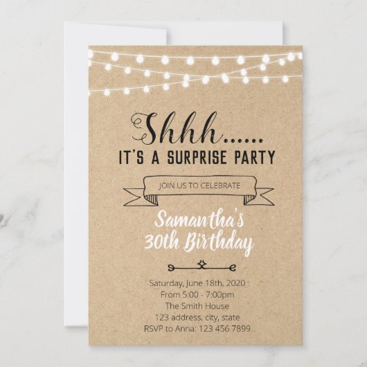 Surprise Birthday Invitation Kaart (Voorkant)