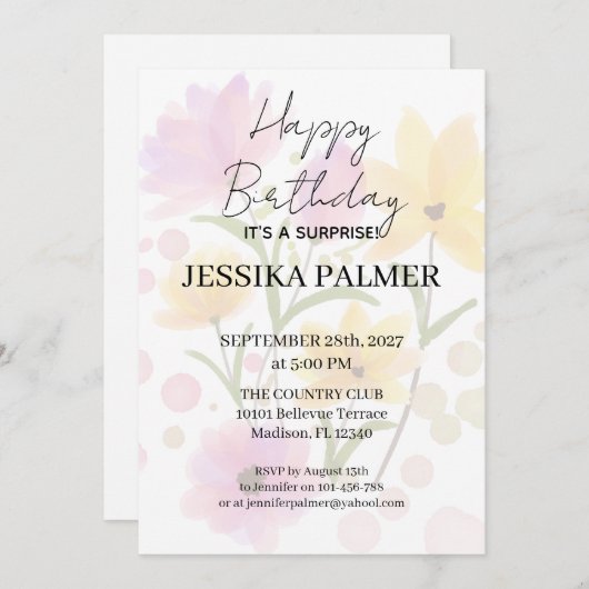 Surprise Birthday Invitation Kaart (Voorkant / Achterkant)