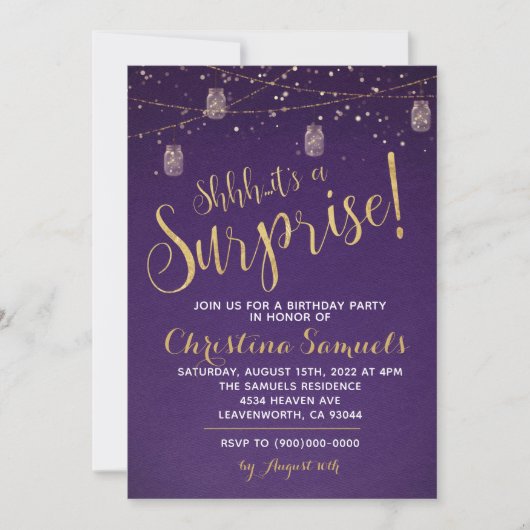 Surprise Birthday Invitation Kaart (Voorkant)