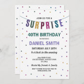 Surprise Birthday Mannen Polka Dot Party Kaart (Voorkant / Achterkant)