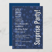 SURPRISE Birthday Modern Navy Blue White Confetti Kaart (Voorkant / Achterkant)