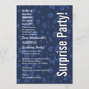 SURPRISE Birthday Modern Navy Blue White Confetti Kaart