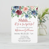 Surprise Birthday Navy Blue Burgundy Party Kaart (Staand voorkant)