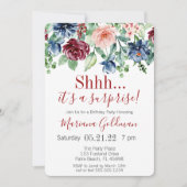 Surprise Birthday Navy Blue Burgundy Party Kaart (Voorkant)