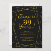 Surprise Birthday Party Black & Gold Geometric Kaart (Voorkant)