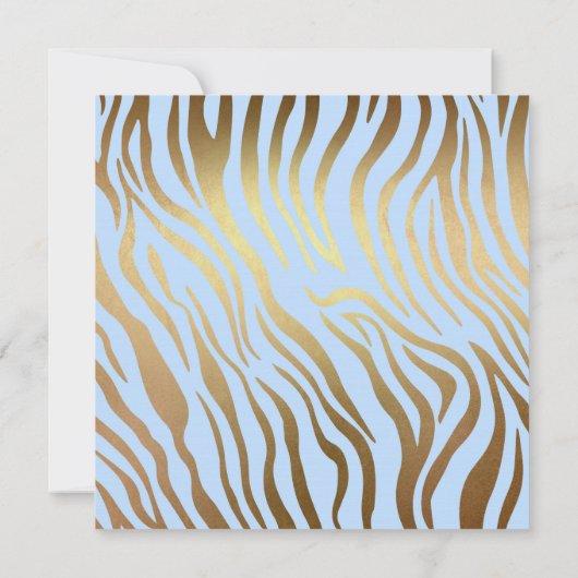 Surprise Birthday Party Blue Gold Zebra Kaart (Achterkant)