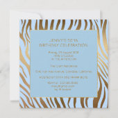 Surprise Birthday Party Blue Gold Zebra Kaart (Voorkant)