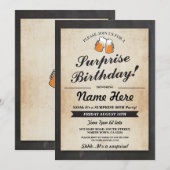 Surprise Birthday Party Chalk Beers Invitation Kaart (Voorkant / Achterkant)