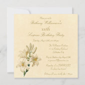 Surprise Birthday Party Chic Vintage Lily Flowers Kaart (Achterkant)