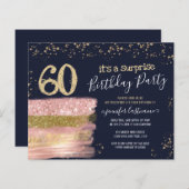 Surprise Birthday Party Glitter Cake Invitation (Voorkant / Achterkant)