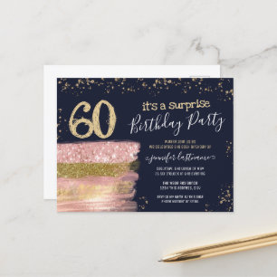 Surprise Birthday Party Glitter Cake Invitation Briefkaart