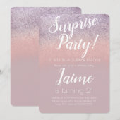 Surprise Birthday Party Glitter Pink Ombre Kaart (Voorkant / Achterkant)