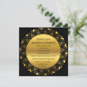 Surprise Birthday Party Golden Black Lace Glam Kaart (Staand voorkant)