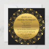 Surprise Birthday Party Golden Black Lace Glam Kaart (Voorkant)