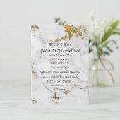 Surprise Birthday Party Golden Brushes Marble Glam Kaart (Staand voorkant)