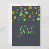 Surprise Birthday Party green and gold confetti Kaart (Voorkant)