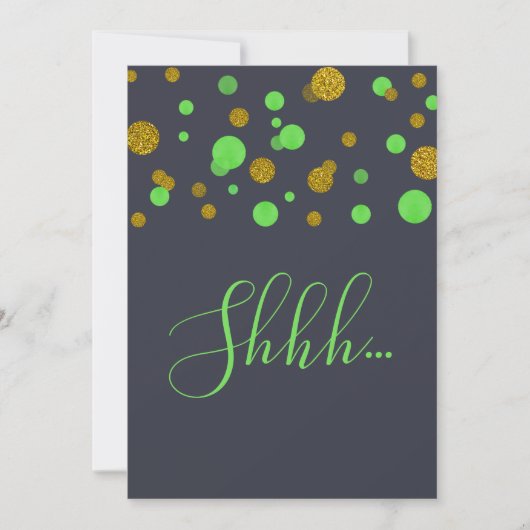 Surprise Birthday Party green and gold confetti Kaart (Voorkant)