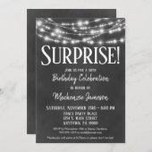Surprise Birthday Party Invitation Chalkboard Kaart (Voorkant / Achterkant)