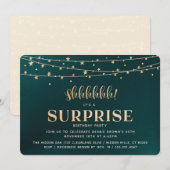 Surprise Birthday Party Invitation, goud Kaart (Voorkant / Achterkant)