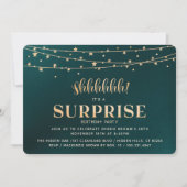 Surprise Birthday Party Invitation, goud Kaart (Voorkant)