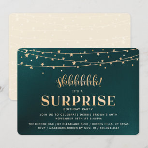 Surprise Birthday Party Invitation, goud Kaart