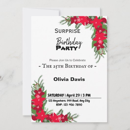 Surprise Birthday Party Invitation Kaart (Voorkant)