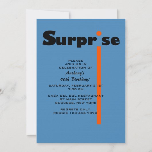Surprise Birthday Party Invitation Kaart (Voorkant)