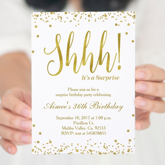 Surprise Birthday Party Invitation Kaart