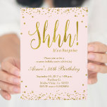 Surprise Birthday Party Invitation Kaart<br><div class="desc">Faux gouden confetti spatten blush roze party uitnodiging met sprankelend ontwerp voor surprise verjaardagsfeestje. Perfect voor een moderne verjaardag.</div>