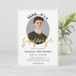 Surprise Birthday Party Invitation Kaart met foto