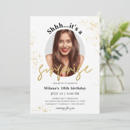 Surprise Birthday Party Invitation Kaart met foto