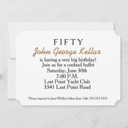 Surprise Birthday Party Invitation Over the Hill Kaart (Achterkant)