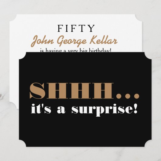 Surprise Birthday Party Invitation Over the Hill Kaart (Voorkant / Achterkant)