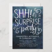 Surprise Birthday Party Navy Blue Waterverf Kaart (Voorkant)