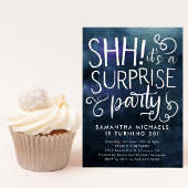 Surprise Birthday Party Navy Blue Waterverf Kaart